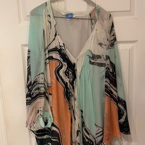 DVF “bat wing” marble dress